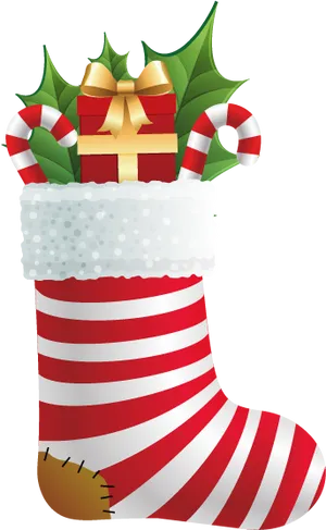 Christmas Stockingwith Giftsand Candy Canes PNG image