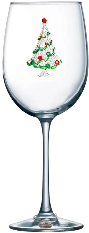 Christmas Tree Design Wine Glass PNG image