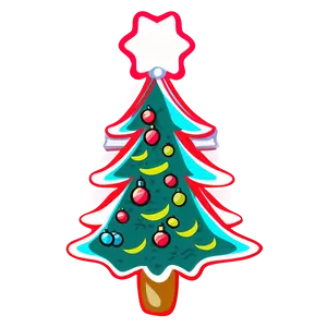 Christmas Tree Outline With Ornaments PNG Erb6 PNG