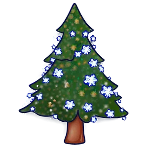Christmas Tree Outline With Snowflakes PNG 06132024 PNG