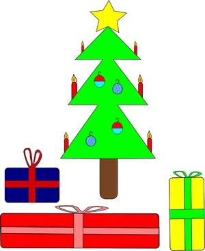 Christmas Treeand Gifts Clip Art PNG image