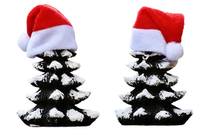Christmas Treeswith Santa Hats PNG image