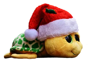 Christmas Turtle Plush Santa Hat PNG image