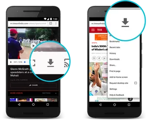Chrome Mobile Download Feature Demonstration PNG