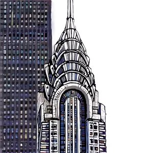 Chrysler Building In Rain PNG 14