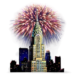 Chrysler Building With Fireworks PNG Ila61