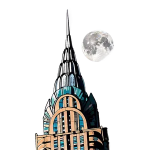 Chrysler Building With Moon Png Fbp PNG image