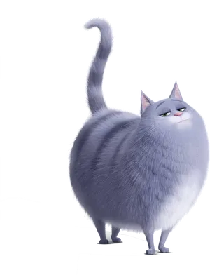 Chubby Blue Cat Cartoon PNG image