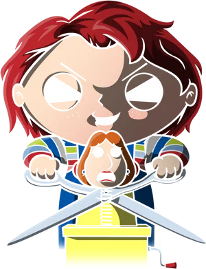 Chucky Cartoon Scissors Execution
