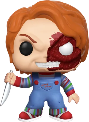 Chucky Funko Pop Figure With Knife PNG image