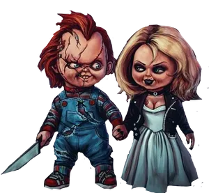 Chuckyand Tiffany Cartoon Horror