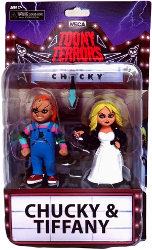 Chuckyand Tiffany Toony Terrors Packaged Figures PNG image