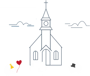 Churchand Sheep Love Illustration PNG image