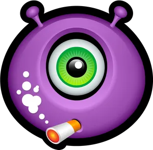 Cigarette Smoking One Eyed Monster Graphic PNG image