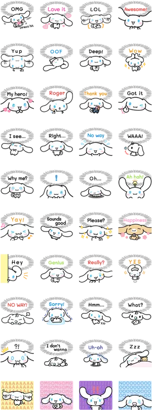 Cinnamoroll Expressions Chat Stickers PNG image