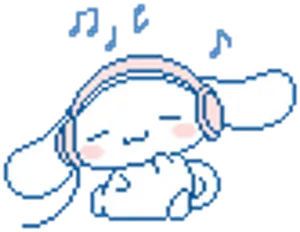 Cinnamoroll Listeningto Music Pixel Art PNG image
