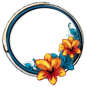 Circle Frame With Flowers PNG 45