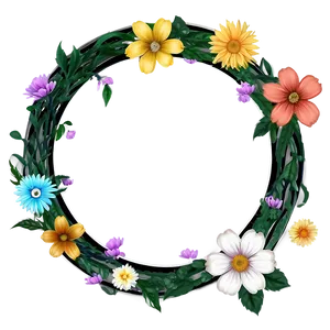 Circle Frame With Flowers PNG 94