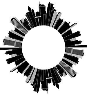 Circular Cityscape Silhouette PNG image