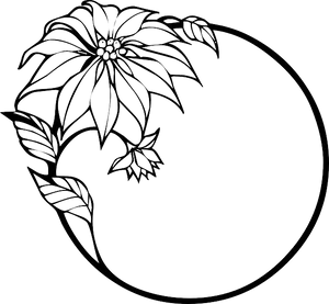 Circular Floral Design Black And White PNG image