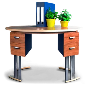 Circular Office Desk PNG 06122024