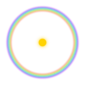 Circular Rainbow Glow Around Yellow Sphere PNG image