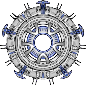 Circular Space Station Design PNG image