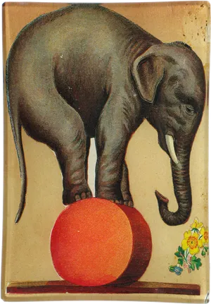 Circus_ Elephant_ Balancing_on_ Ball PNG image