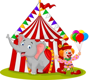 Circus Tent Elephant Clown PNG image