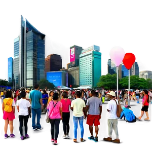 City Festival Crowd Scene PNG Ksg