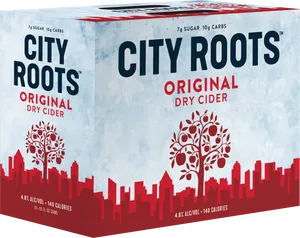 City Roots Original Dry Cider Packaging PNG image