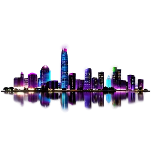 City Skyline At Night Photo PNG 05212024