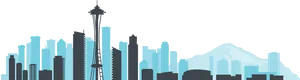 City Skylinewith Space Needle Silhouette PNG image