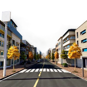 City Street During Autumn PNG Bod PNG