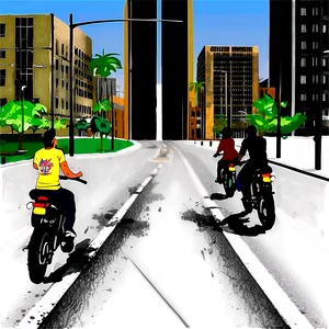 City Street With Bikers PNG Mwp72