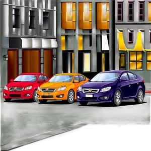 City Street With Cars PNG 25