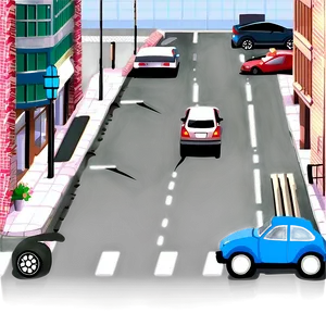 City Street With Cars PNG Mas28 PNG