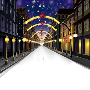 City Street With Christmas Lights PNG Qlb96 PNG
