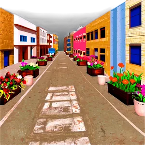 City Street With Flower Baskets Png Lmu68 PNG image