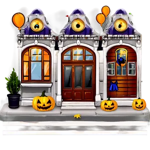 City Street With Halloween Decor Png 06252024 PNG image