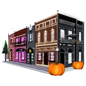 City Street With Halloween Decor PNG Gof71 PNG