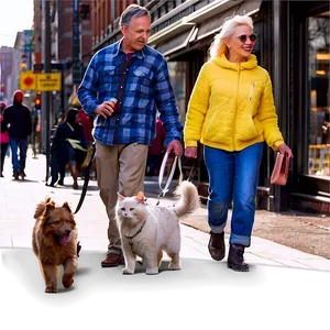 City Street With Pet Walkers PNG Cpw PNG