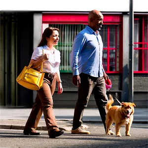 City Street With Pet Walkers Png Fwt98 PNG image