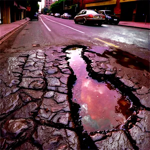 City Street With Potholes PNG 39