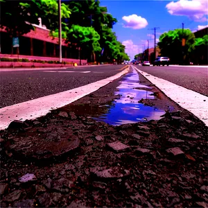 City Street With Potholes PNG Uyg