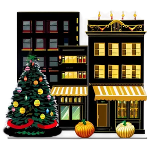 City Street With Seasonal Decorations PNG Opp88 PNG