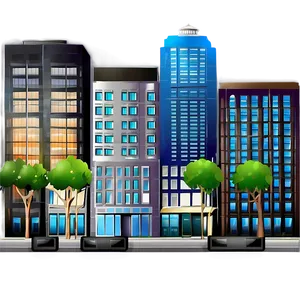 City Street With Skyscrapers PNG Rhi65 PNG