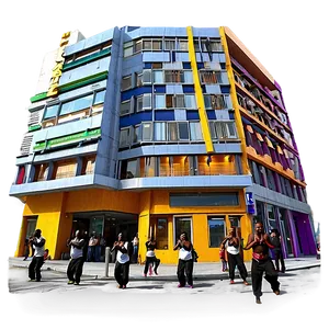 City Street With Street Performers PNG Xbc