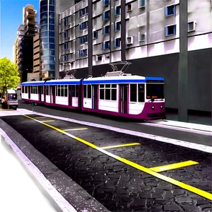 City Street With Tram Lines PNG 06252024 PNG