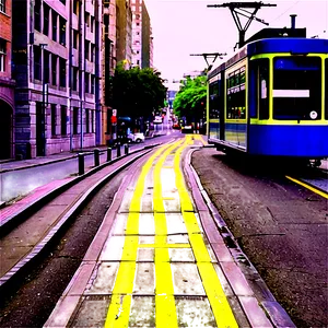 City Street With Tram Lines PNG 06252024 PNG